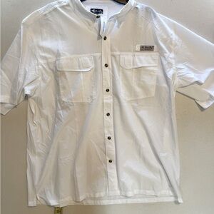 PFG Men's White Casual Button Down Shirt